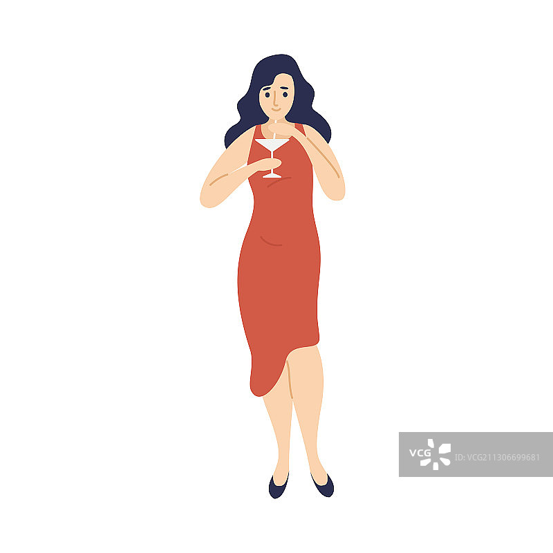 喝鸡尾酒的时尚年轻女人图片素材