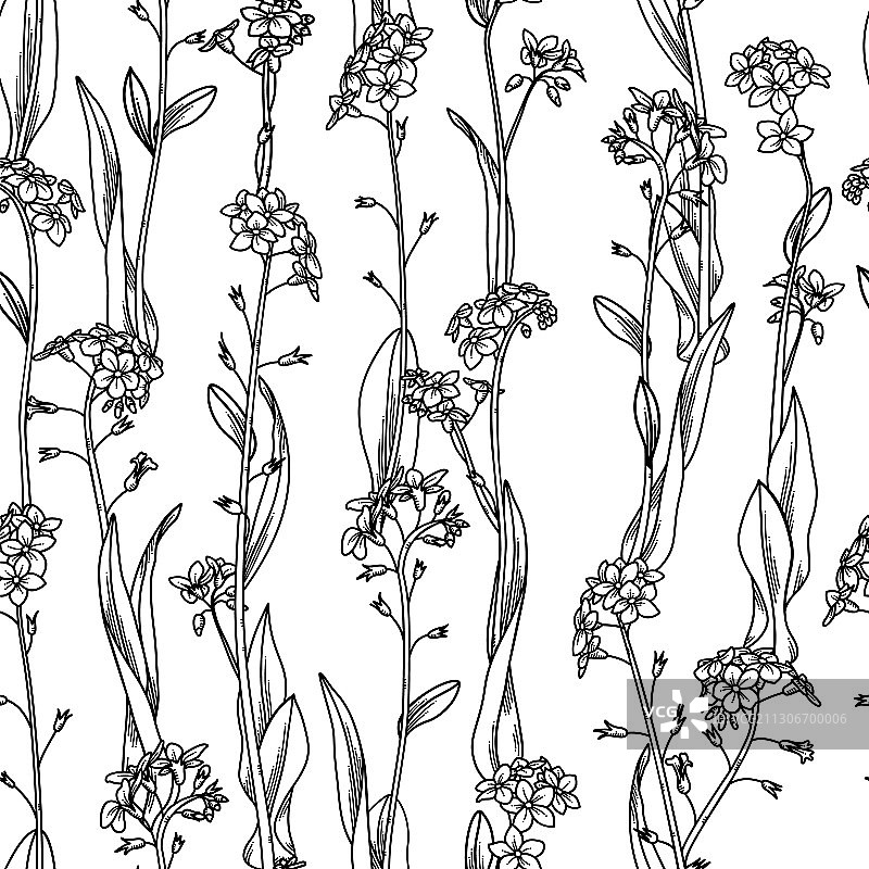 双色调花卉无缝图案图片素材