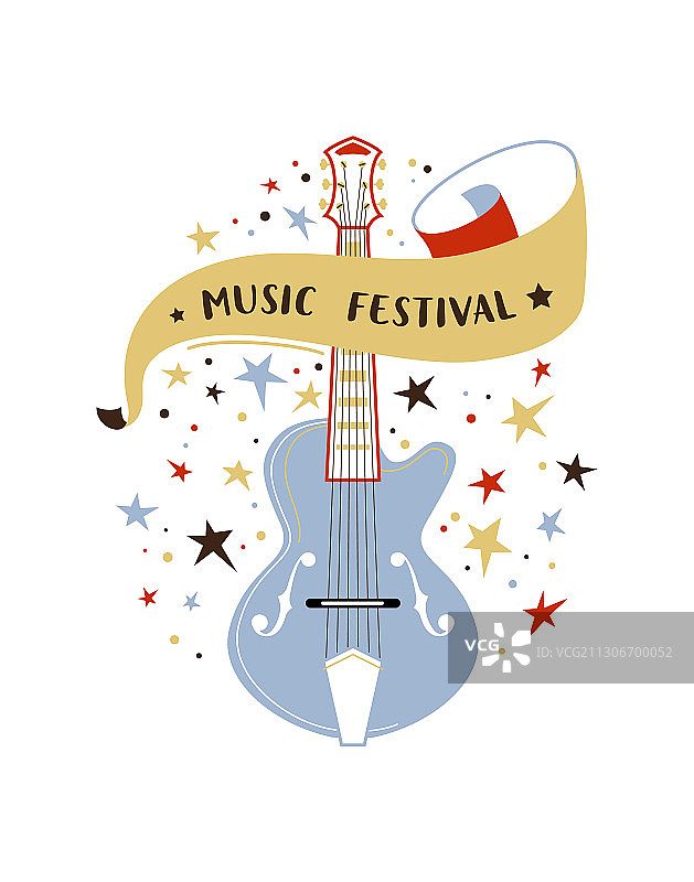 复古电吉他扁平设计图片素材