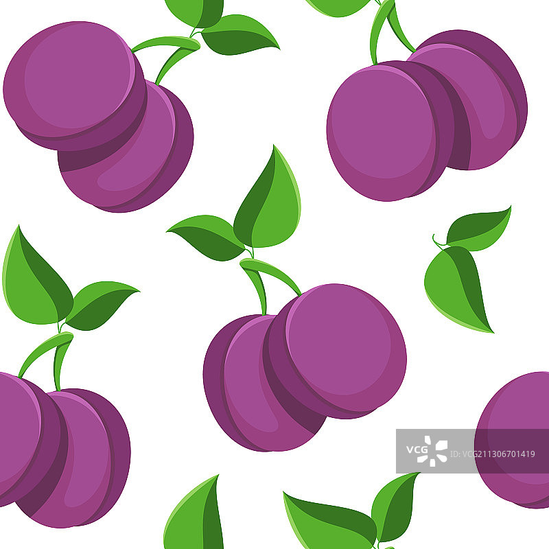 鲜艳李子水果的无缝矢量图案图片素材