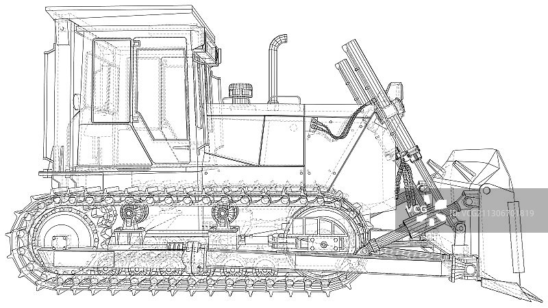 强大的液压推土机线框车辆图片素材
