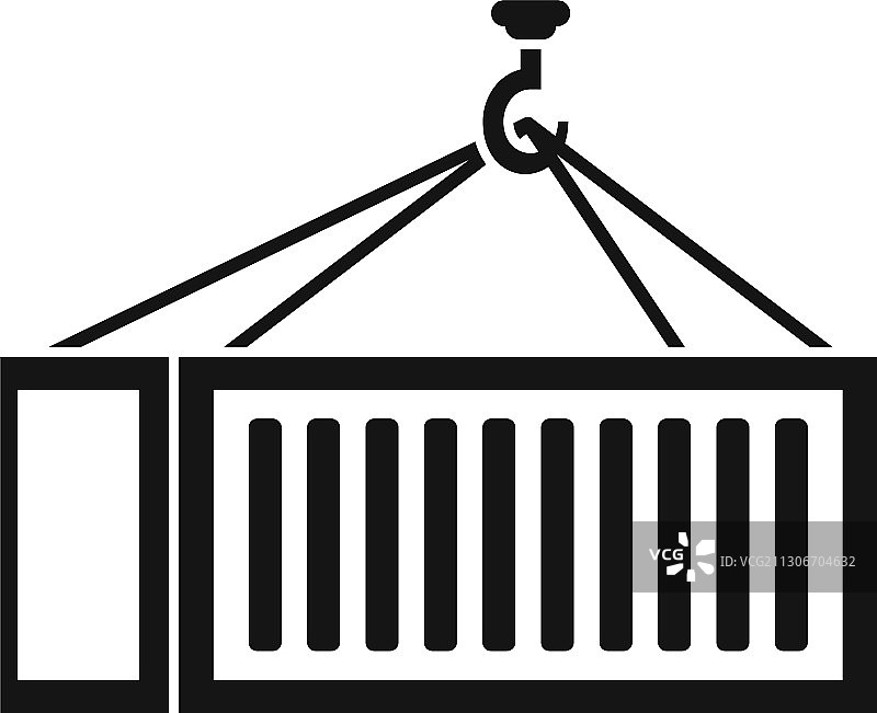起重机吊钩集装箱图标（简约风格）图片素材