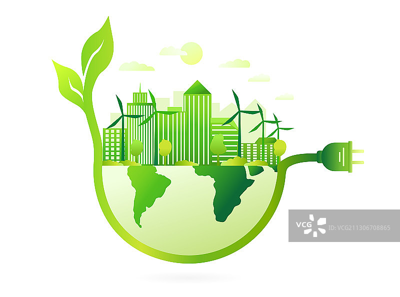 使用可再生能源的绿色城市概念图片素材