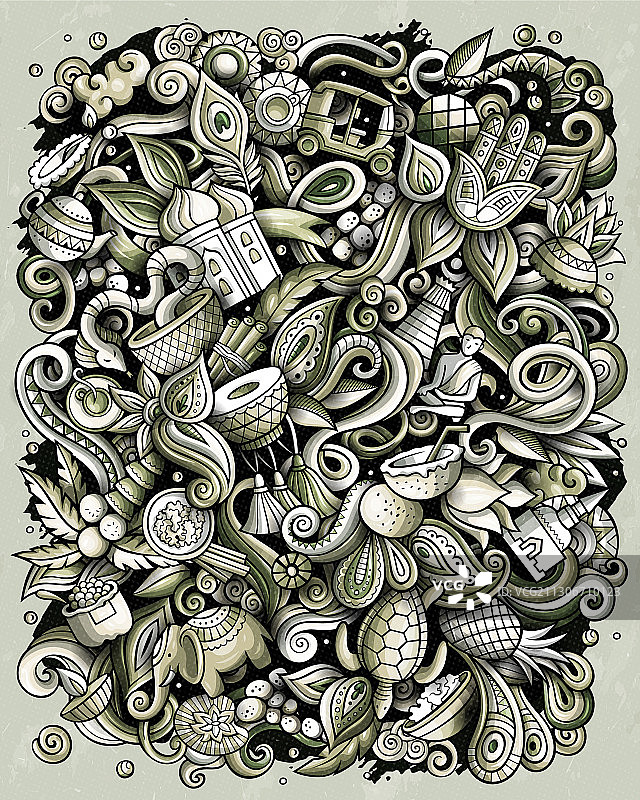 印度手绘涂鸦图片素材