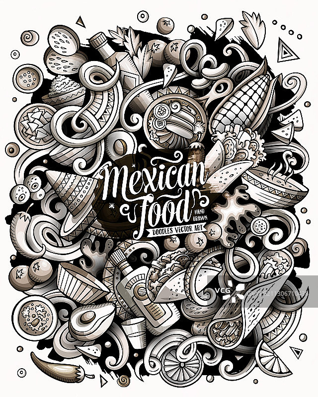手绘墨西哥食物涂鸦图片素材