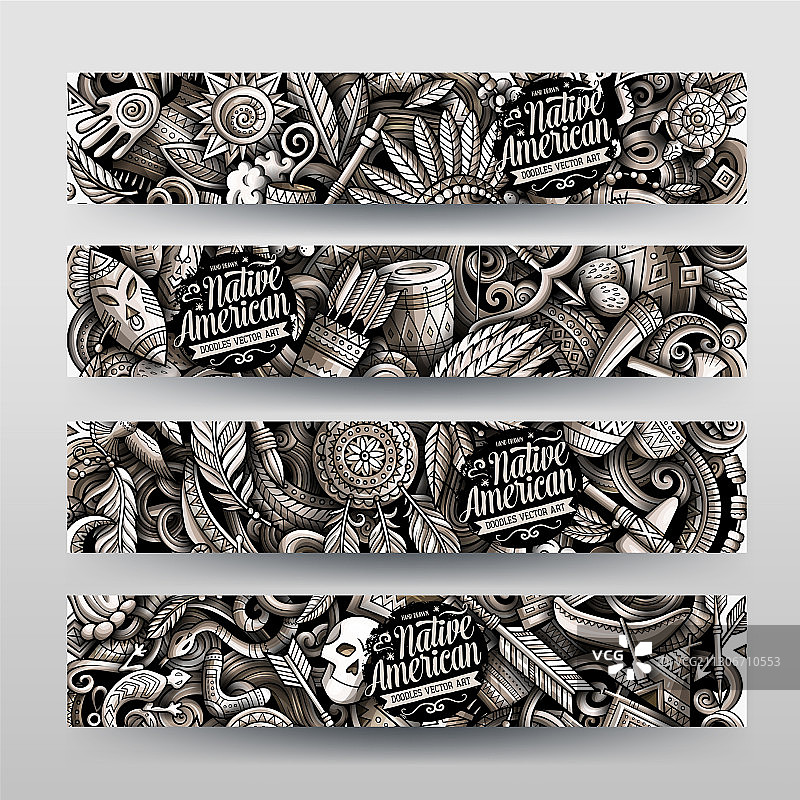 手绘美洲原住民涂鸦banner图片素材