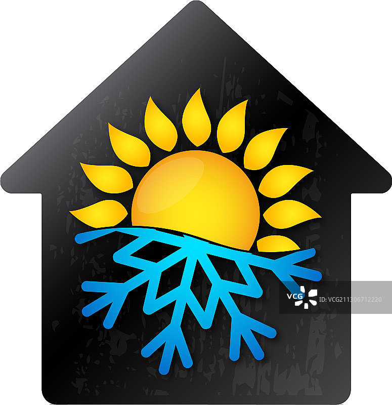 太阳雪花房屋空调标志图片素材