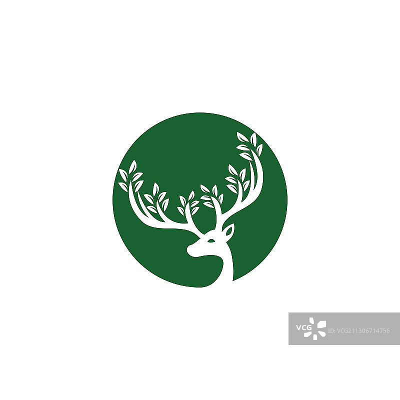 小鹿树叶鹿角logo设计图片素材