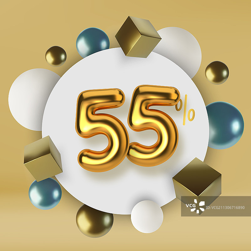 3D金色55折促销图片素材