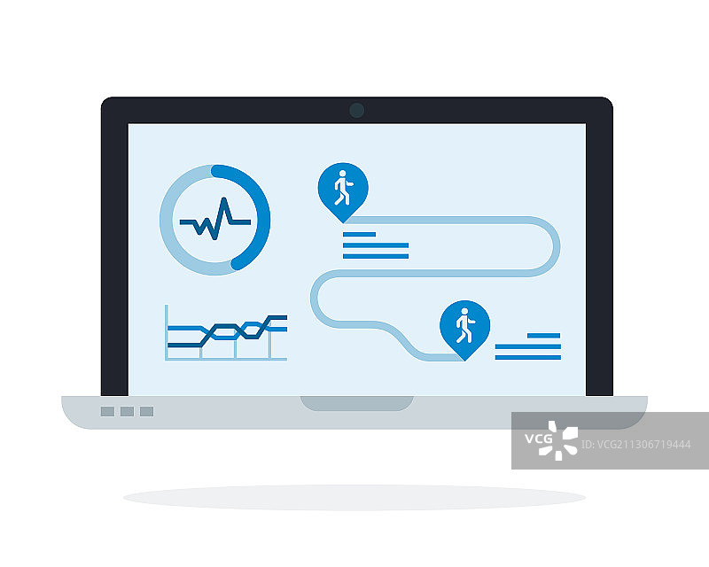 笔记本电脑屏幕上的健身应用图片素材