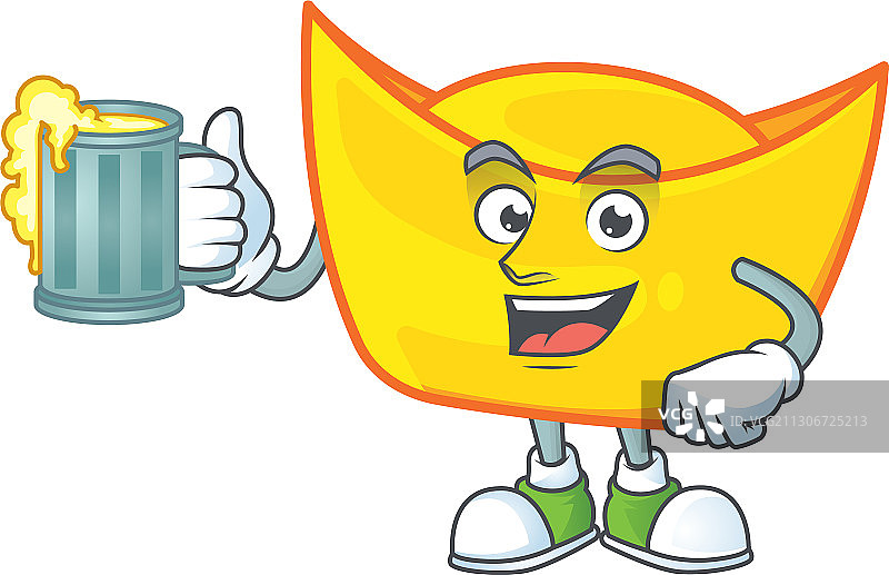 喜庆中国元宝吉祥物与玻璃杯图片素材