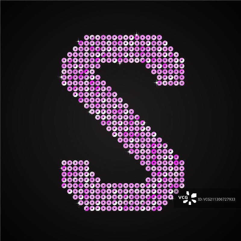 紫粉色闪光亮片点字母S图片素材