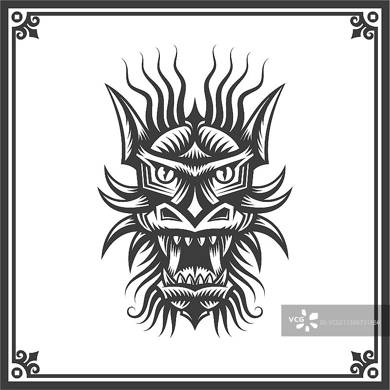 中国龙头像纹身图片素材