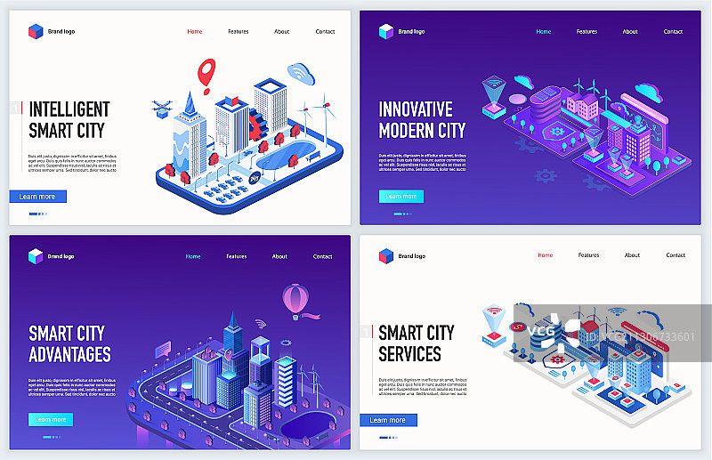 2.5D智慧城市物联网技术图片素材