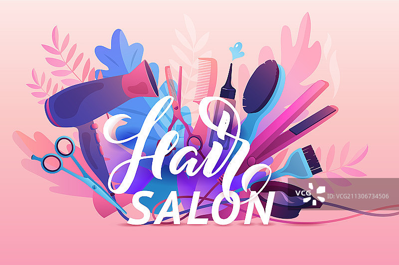 彩色理发店装饰图片素材
