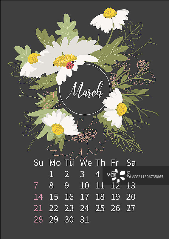 2021年花卉日历与花束图片素材