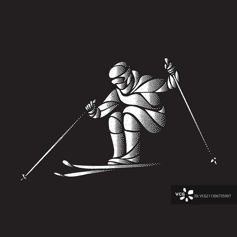 障碍回转滑雪运动员剪影图片素材