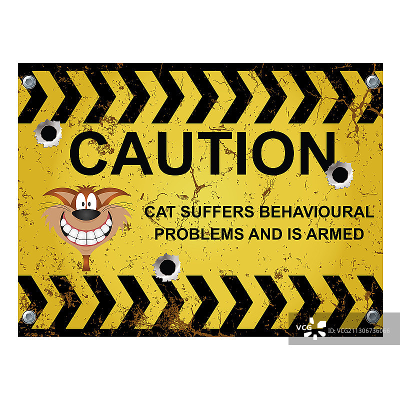 小心猫咪警示牌图片素材