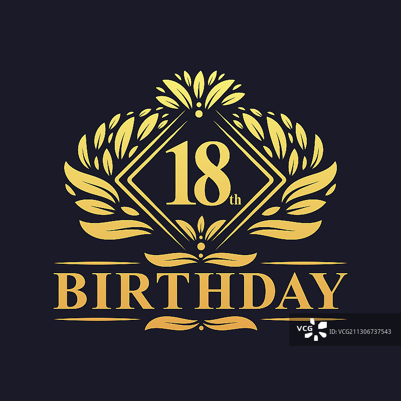 18岁生日豪华金色标志图片素材