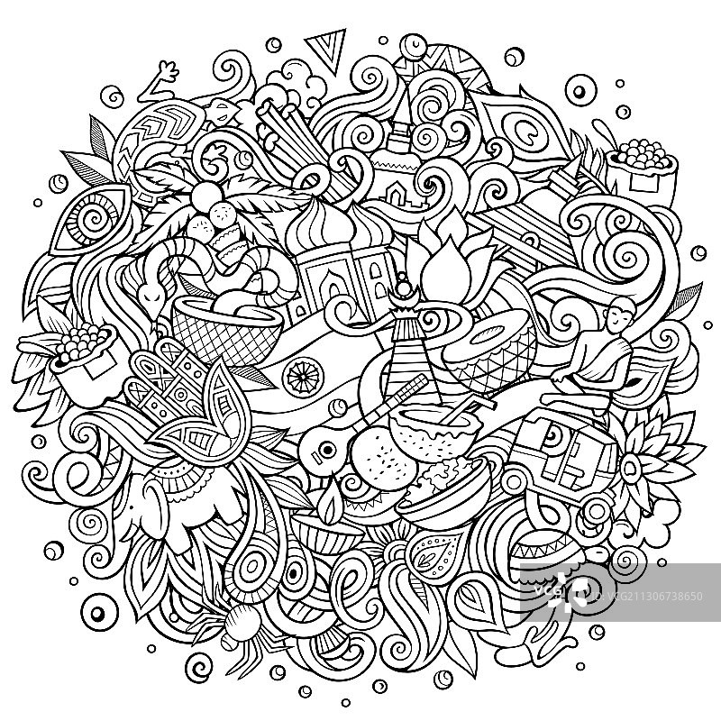 印度手绘卡通涂鸦图片素材