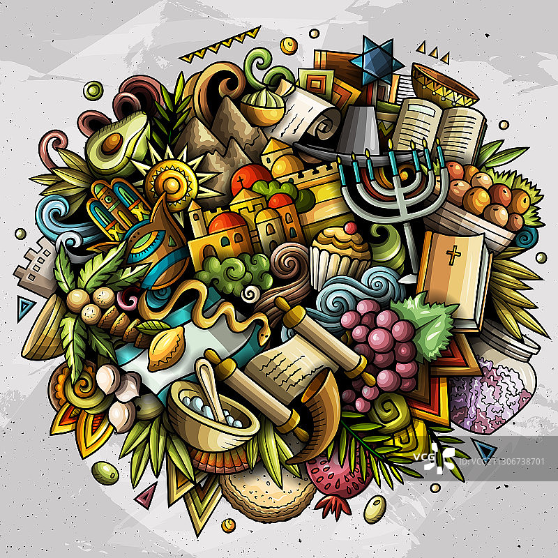 以色列手绘卡通涂鸦图片素材