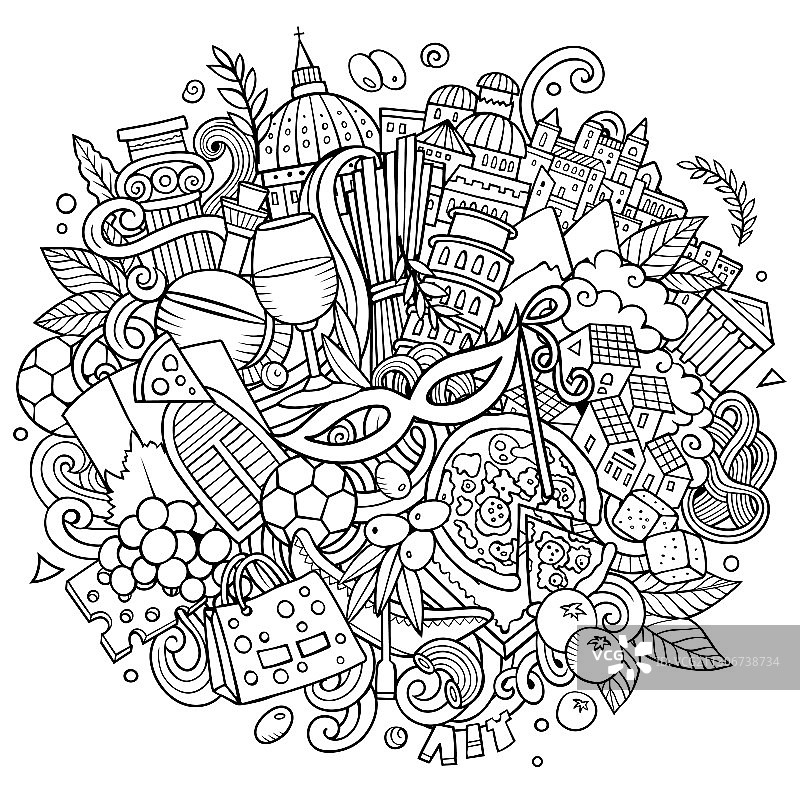 意大利手绘卡通涂鸦图片素材