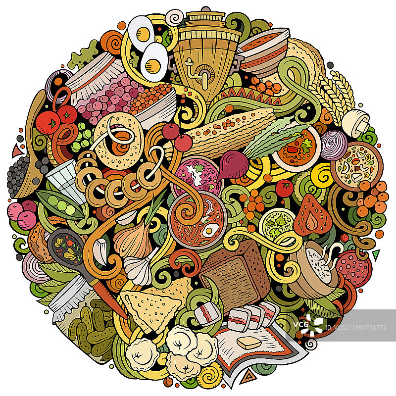 手绘俄罗斯美食涂鸦图片素材