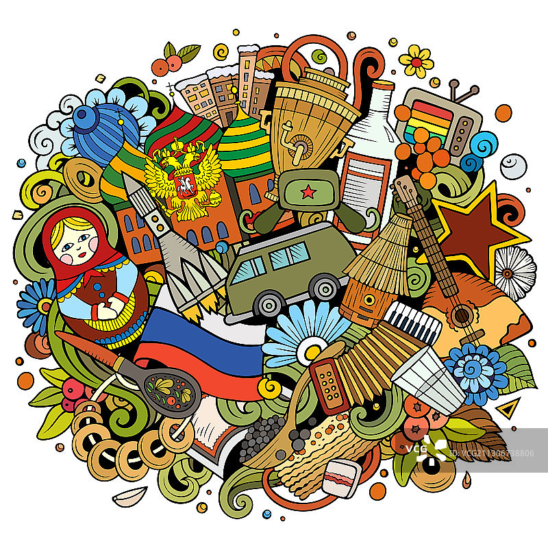 俄罗斯手绘卡通涂鸦图片素材