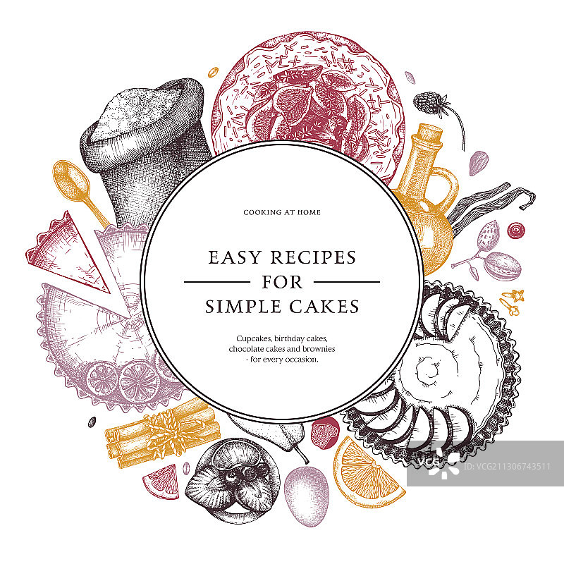 手绘烘焙家常菜背景图片素材