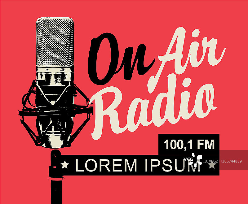 带麦克风和文字的广播banner图片素材