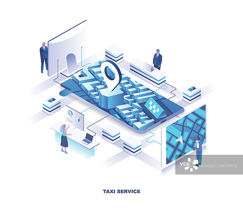出租车服务2.5D手机应用图片素材