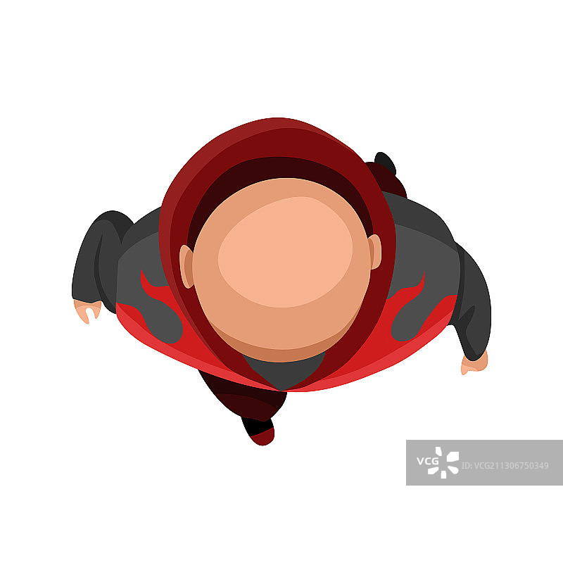 俯瞰白色背景上的秃顶男人图片素材