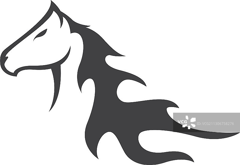 简约黑色马头吉祥物Logo模板图片素材