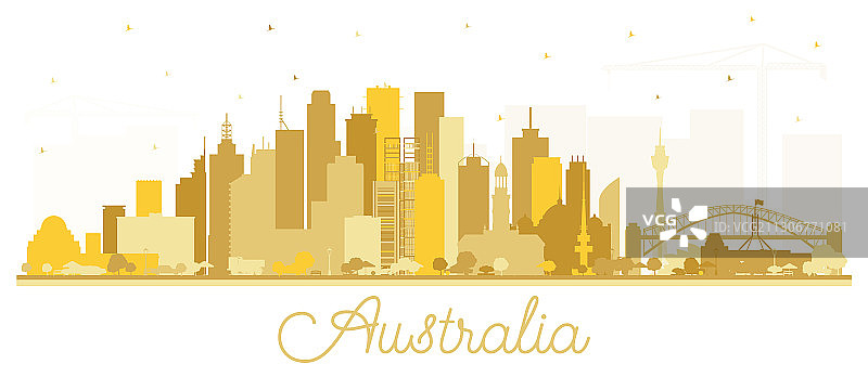 澳大利亚城市金色天际线剪影图片素材