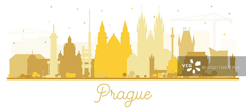 布拉格城市天际线剪影图片素材