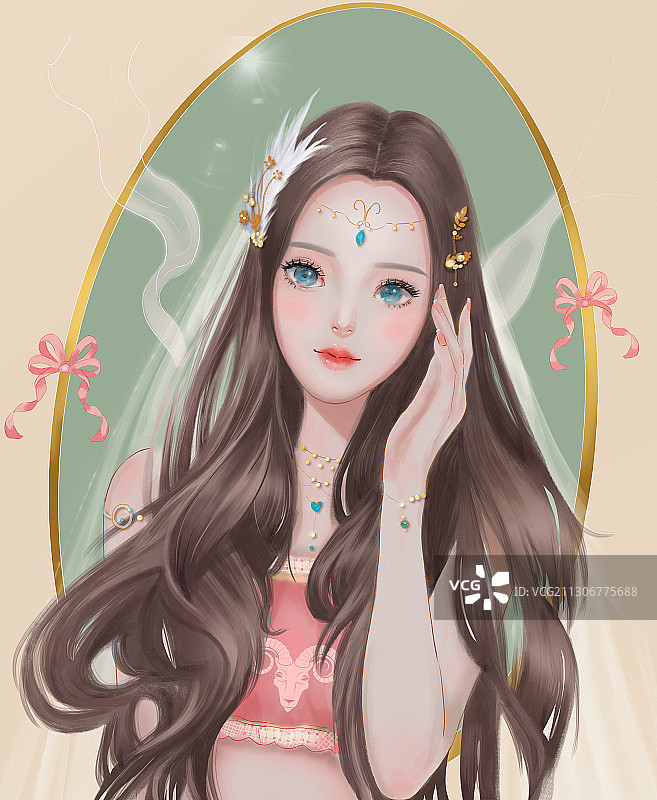 白羊少女图片素材