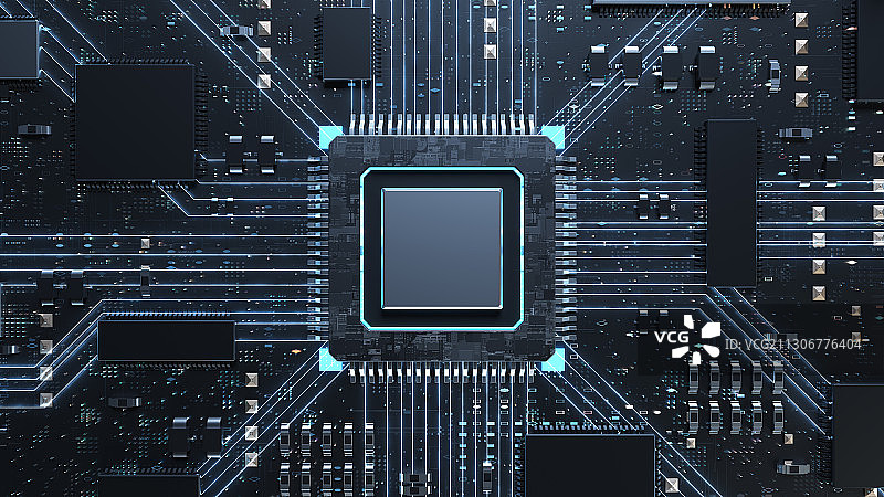 三维渲染的科技芯片插图图片素材