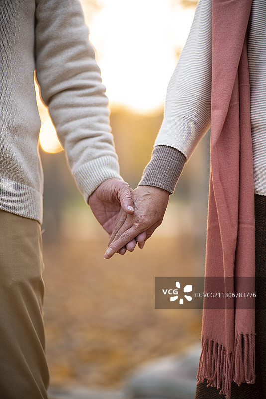 秋天公园里的老夫妻图片素材