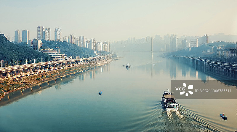 平静的嘉陵江图片素材