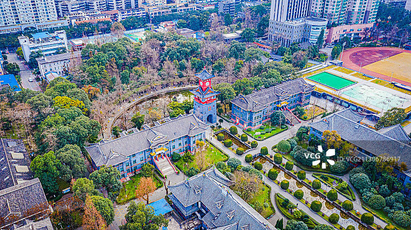 四川大学成都华西医学院航拍图片素材