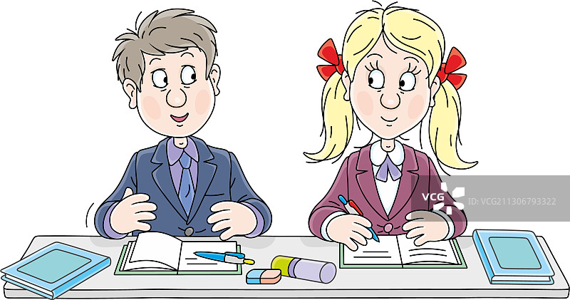 上课中的男女学生图片素材