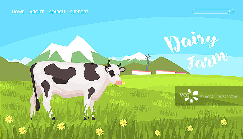 夏季乡村乳品农场着陆页模板图片素材