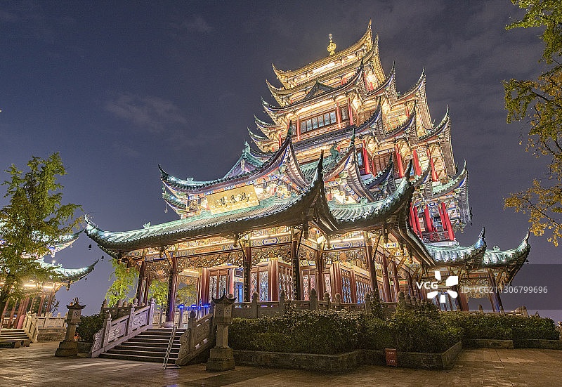 鸿恩阁夜色图片素材