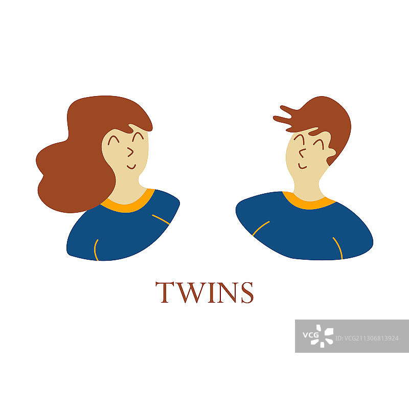 男孩和女孩双胞胎兄妹图片素材