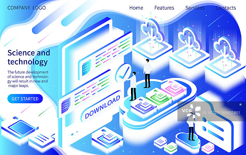 2.5D移动科技云文档下载储存管理矢量插画图片素材
