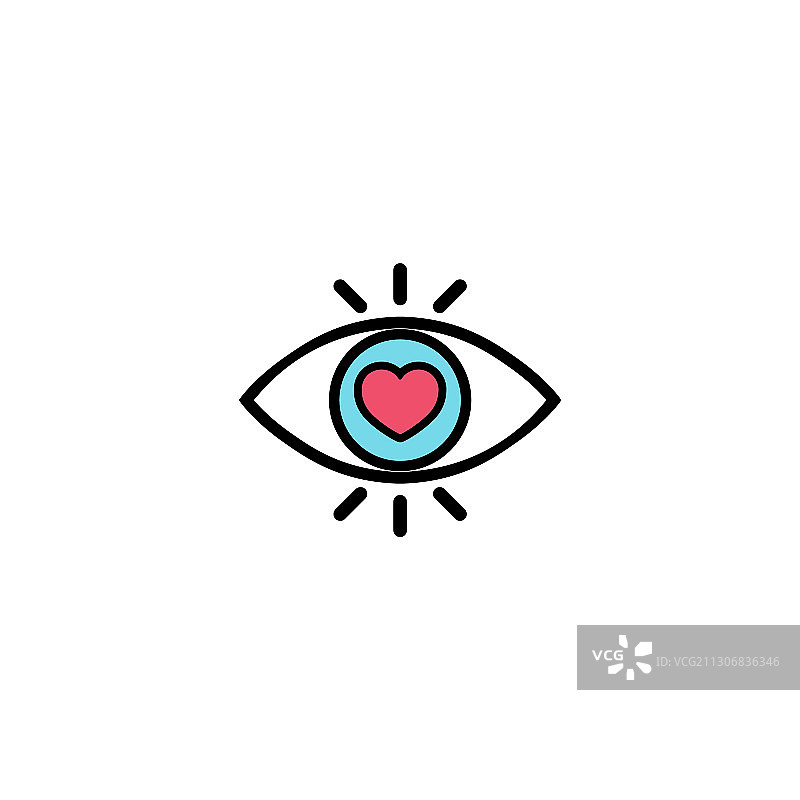 眼睛里的心形图标爱情故事符号图片素材
