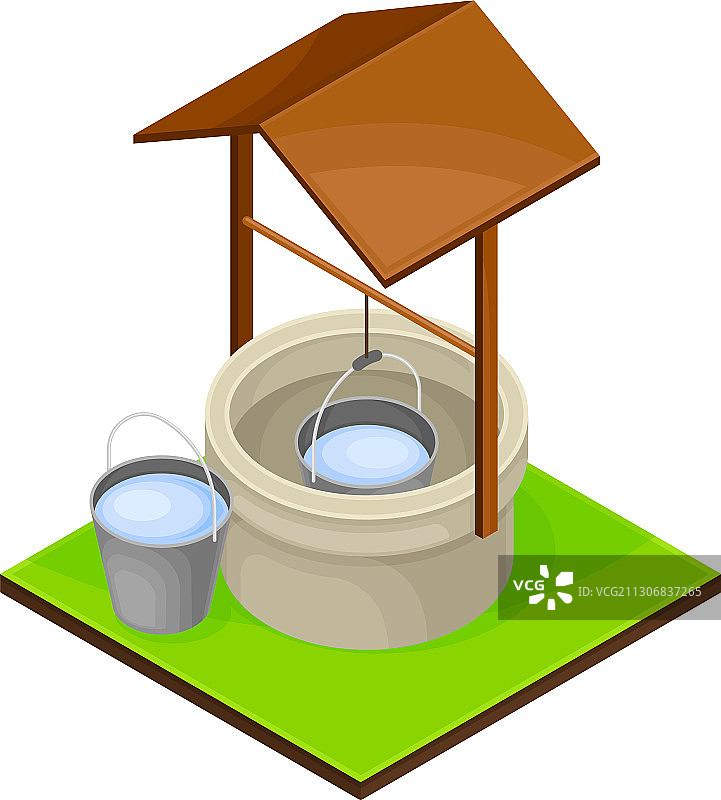 带水桶的井或坑图片素材