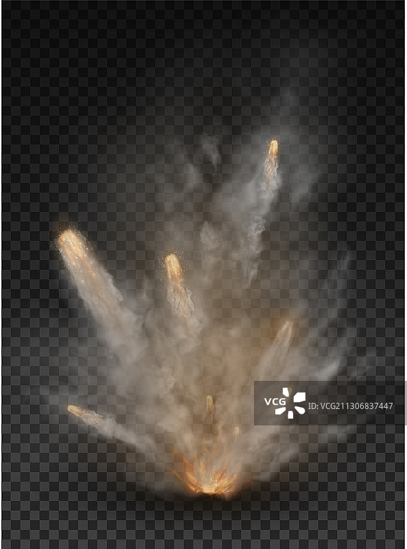 透明背景上的雾和烟雾爆炸效果图片素材