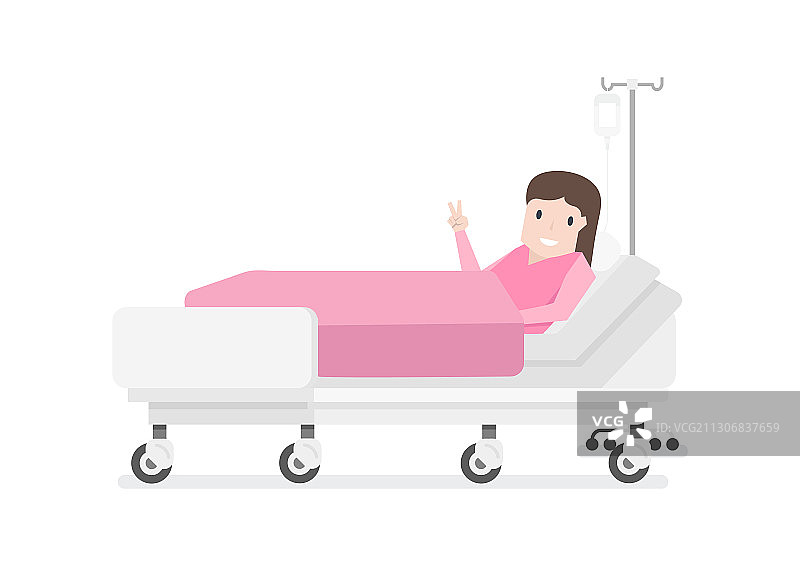 女病人躺在病床上图片素材
