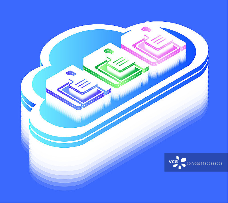 云文档储存移动科技2.5D插画素材图片素材